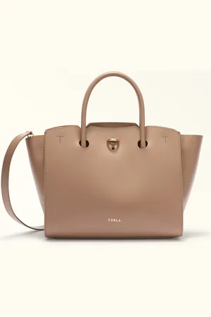 Furla Genesi Bolso Tote Greige Piel De Ternera Suave + Piel De Ternera Graneada Mujer