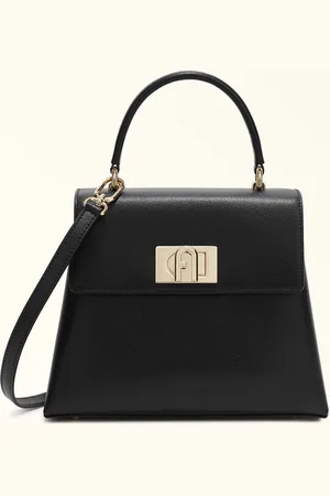 Furla 1927 Bolso De Mano Nero Piel Texturada Mujer