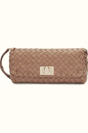 Furla Gerla Bolso De Hombro Greige Piel De Napa Trenzada Mujer