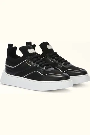 Furla Sport Sneakers Nero Tejido En Neopreno + Piel De Becerro + Ribetes Mujer