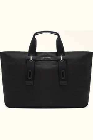 Furla Man Giove Bolso Tote Nero Tejido De Nailon De Cordura Impermeable Hombre