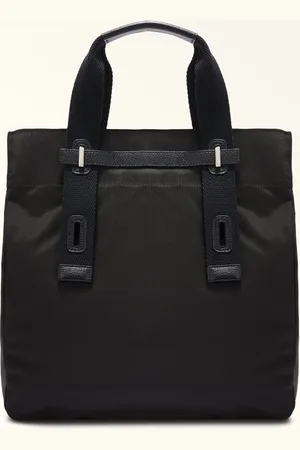 Furla Man Giove Bolso Tote Nero Tejido De Nailon De Cordura Impermeable Hombre