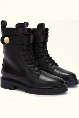 Furla Sfera Botines Acordonados Nero Piel De Becerro Mujer