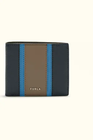 Furla Man Project Cartera Plegable Toni Royal Piel De Ternera Milos Texturada + Piel De Ternera Lujosa En Bloques De Colores Hombre