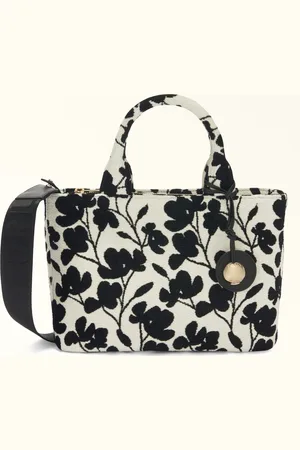 Furla Alissa Bolso Tote Toni Marshmallow Tejido Jacquard Con Flores En Chenilla Grabadas En Relieve + Correa En Jacquard Mujer