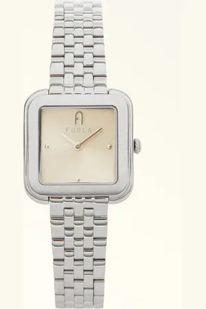 Furla Diamante Reloj Con Caja Cuadrada Color Argento Metal Mujer