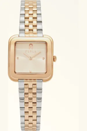 Furla Diamante Reloj Con Caja Cuadrada Color Oro Rosa Metal Mujer