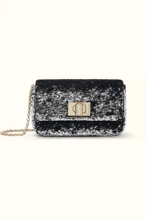 Furla 1927 Minibolso M Dark Silver Tejido De Lentejuelas Mujer
