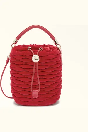 Furla Mionido Minibolso S Rosso Tejido De Terciopelo Acolchado Mujer