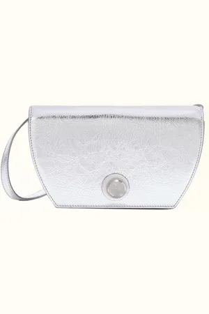 Furla Sfera Bolso Bandolera Color Silver Piel De Ternera Metalizada Caramelo Mujer
