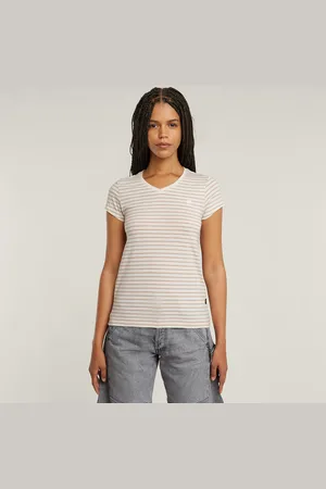 G-Star Camiseta Stripe Eyben Slim V-Neck2.0 - - Mujer