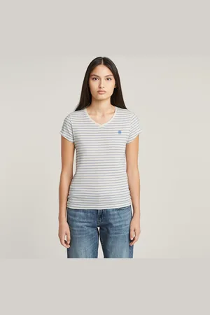 G-Star Camiseta Stripe Eyben Slim V-Neck2.0 - - Mujer