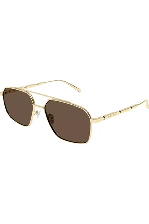 Alexander McQueen AM0477S Ajuste Asiático 002 Gafas de Sol para Hombre Dorados