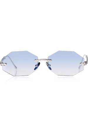 ANNA KARIN KARLSSON CHAIN NEST SUN - OCTAGONAL Blancas Dorados Azules Gafas de Sol para Mujer Plateadas