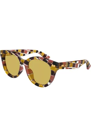 Bottega Veneta BV1352SK Ajuste Asiático 003 Gafas de Sol para Mujer Amarillas