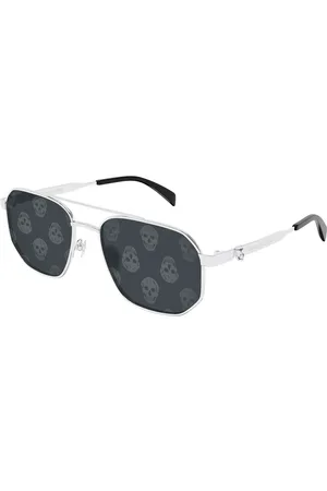 Alexander McQueen AM0458S Ajuste Asiático 004 Gafas de Sol para Hombre Plateadas