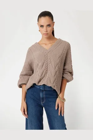 Guess Jersey Con Escote De Pico De Punto Trenzado