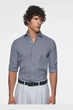 Gutteridge Camisa de rayas de popelín elástico