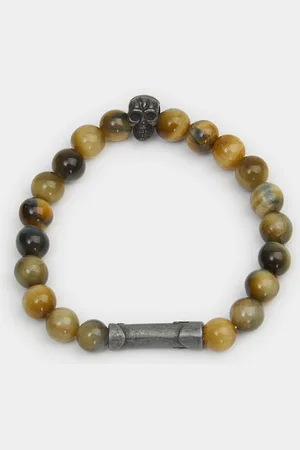 Gutteridge Pulsera elástica con esferas y calavera