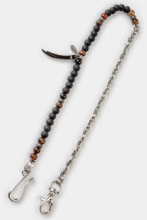 Gutteridge Cadena de pantalón con piedras negras y colgante