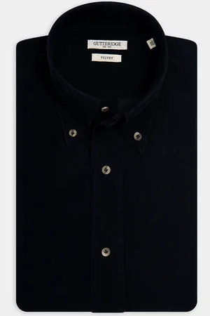 Gutteridge Camisa de terciopelo con cuello abotonado