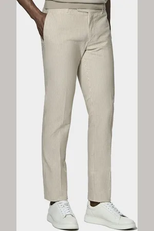 Gutteridge Pantalón seersucker en mezcla de algodón a rayas