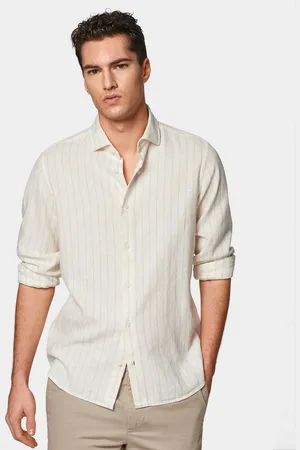 Gutteridge Camisa de rayas de crepé de lino y algodón