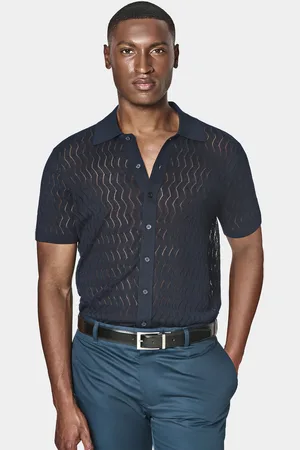 Gutteridge Polo de punto perforado de algodón y seda
