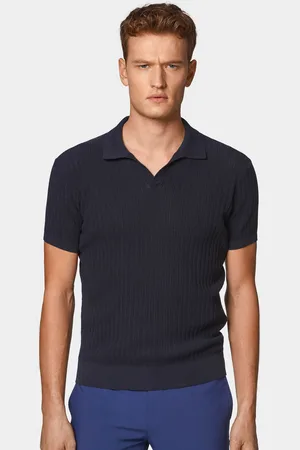 Gutteridge Polo de punto perforado sin botones en algodón extrafino