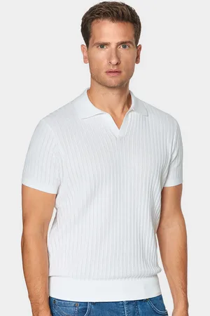 Gutteridge Polo de punto perforado sin botones en algodón extrafino