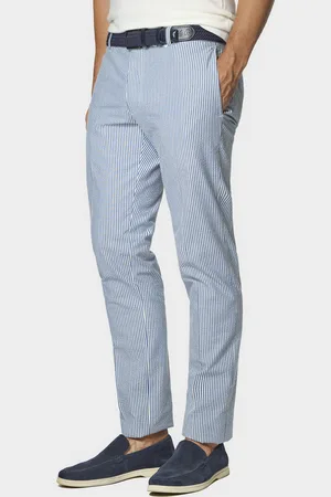 Gutteridge Pantalón seersucker en mezcla de algodón a rayas