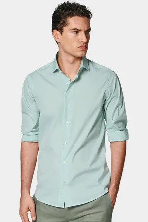 Gutteridge Camisa de rayas de popelín elástico