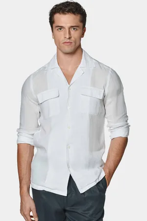 Gutteridge Camisa bowling de lino puro con grandes bolsillos