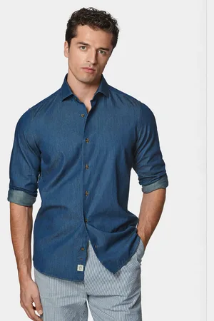 Gutteridge Camisa vaquera de algodón chambray
