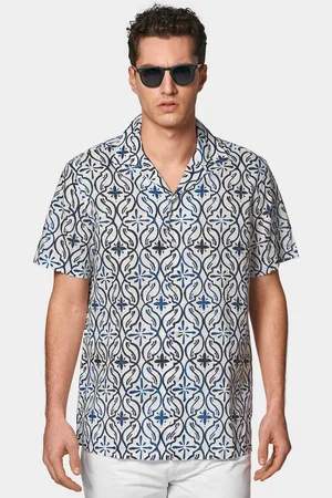 Gutteridge Camisa Bowling de lino y algodón estampado