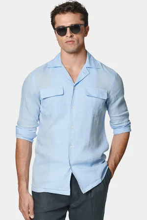Gutteridge Camisa bowling de lino puro con grandes bolsillos
