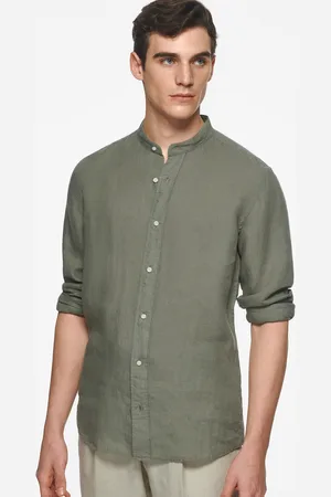 Gutteridge Camisa coreana en puro lino