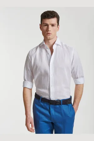 Gutteridge Camisa de lino puro con cuello semifrancés