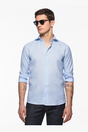 Gutteridge Camisa de lino puro con cuello semifrancés