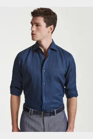 Gutteridge Camisa de lino puro con cuello semifrancés