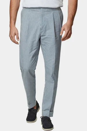 Gutteridge Pantalones de doble pinza en algodón seersucker