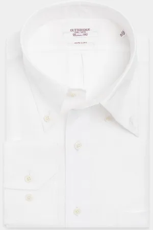 Gutteridge Cómoda camisa clásica de puro lino con cuello abotonado