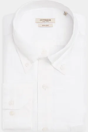 Gutteridge Camisa de lino puro con cuello abotonado