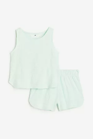 H&M Niñas Conjuntos de ropa - Conjunto de 2 piezas en tejido rizado - Verde