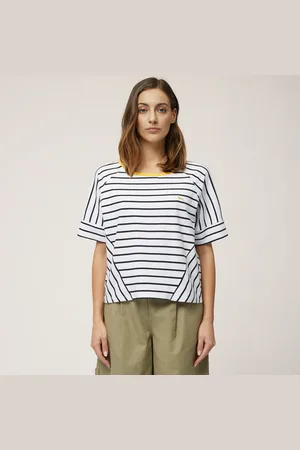 HARMONT&BLAINE Camiseta cuadrada de algodón a rayas, , Tamaño: XS