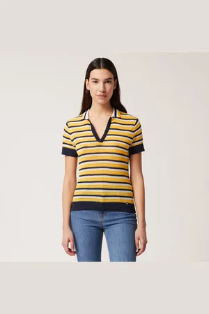 HARMONT&BLAINE Polo de rayas con efecto ganchillo, , Tamaño: XS