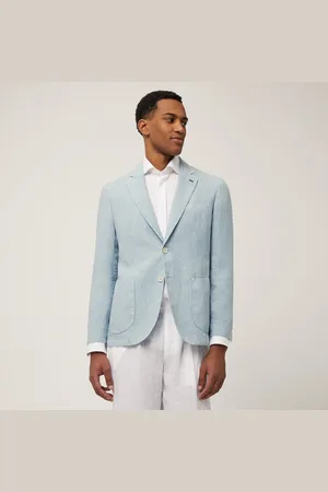 HARMONT&BLAINE Chaqueta de botonadura sencilla de lino, , Tamaño: 50