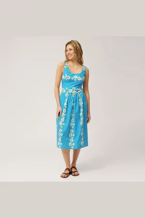 HARMONT&BLAINE Vestido midi con rayas y margaritas, , Tamaño: 46