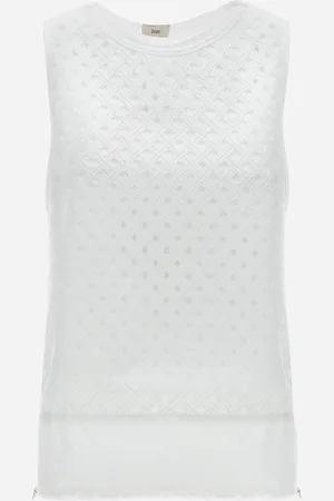 HERNO Camiseta De Tirantes De Chic Cotton Jersey Y Crochet Lace