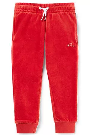 HUGO BOSS Pantalones de chándal de mezcla de algodón aterciopelado para niños con logo bordado